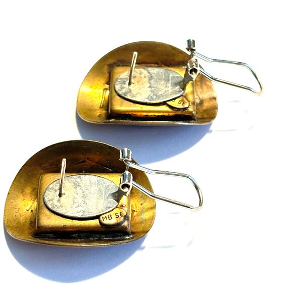 Marjorie Baer SF pierced earrings vintage Brutalist artisan unique hand crafted - Picture 3 of 7